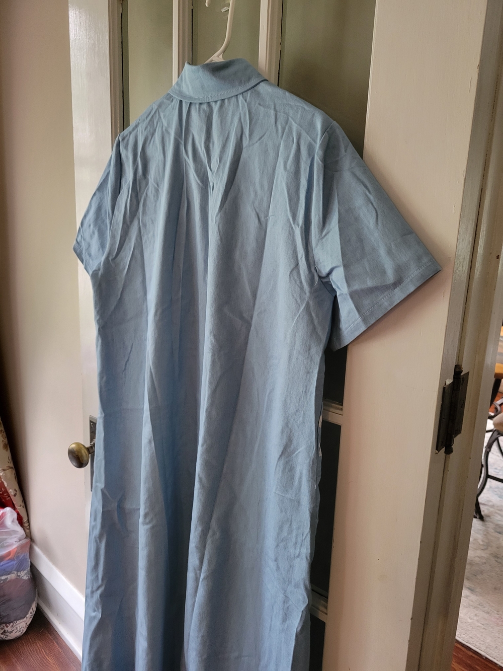 Blue Button-Up Floral Print Short Sleeve Maxi Dress Women's Size 3X Casual - Picture 12 of 15